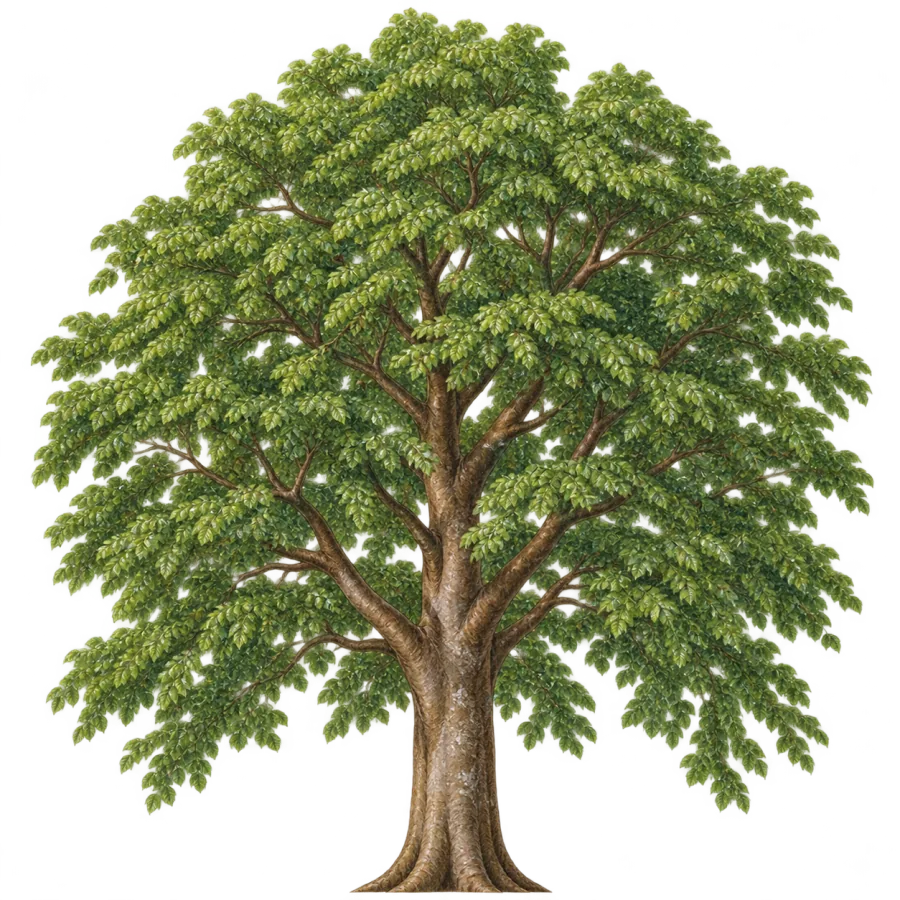 Illustration of a mature beech tree.
